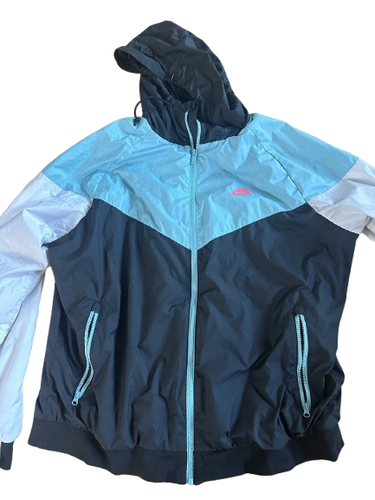 Nike Windbreaker Jacket Full Zip Colorblock Hood Blue Black Grey - photo 3