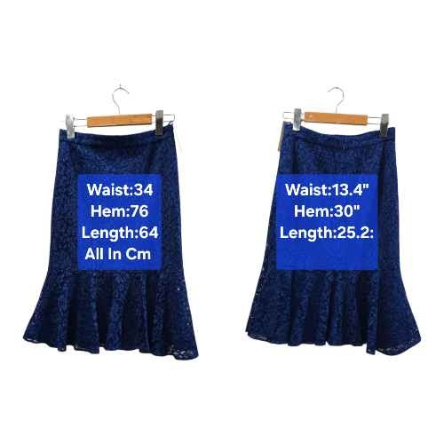 J.Crew Blue Floral Lace Flounce Hem Midi Skirt Size 0-2 🏆 - photo 2