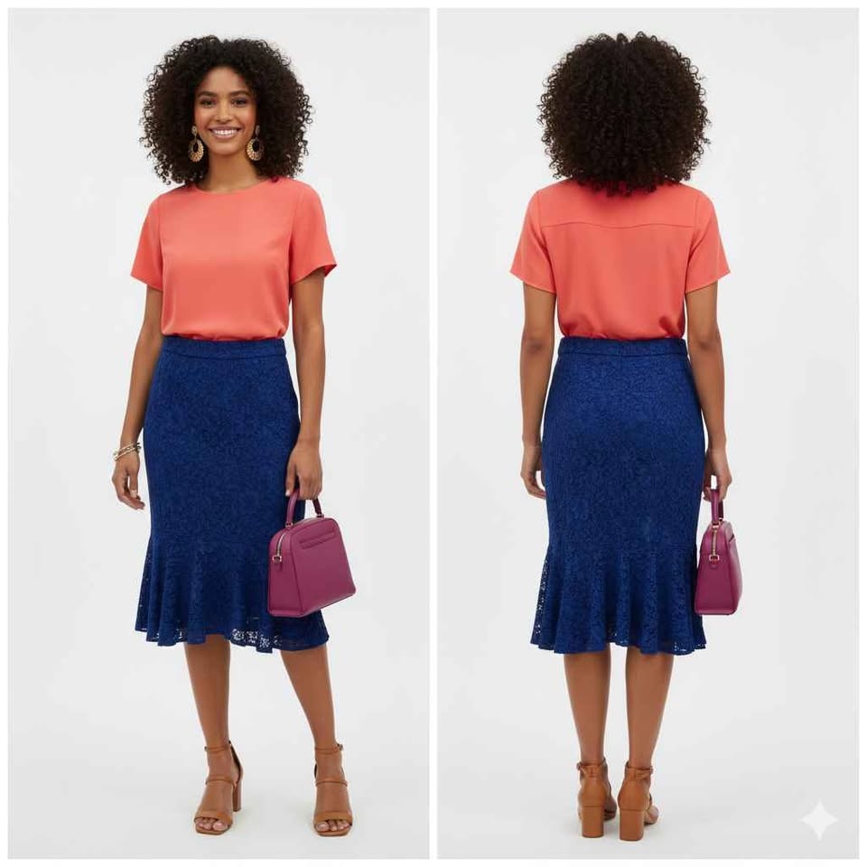 J.Crew Blue Floral Lace Flounce Hem Midi Skirt Size 0-2 🏆 - photo 4