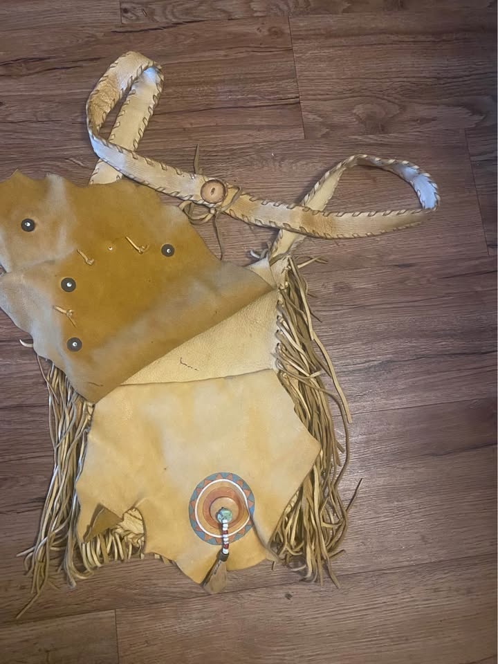 Native American Boho Leather Deerskin Fringed Crossbody Bag - photo 2