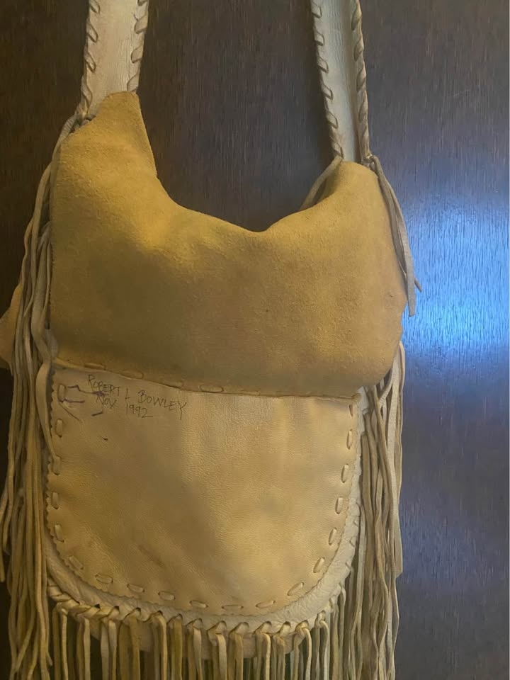 Native American Boho Leather Deerskin Fringed Crossbody Bag - photo 5