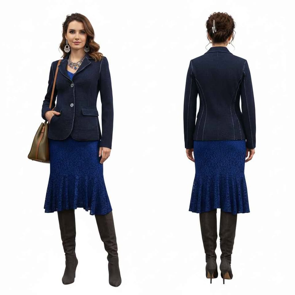 Harris Wharf London Navy Textured Knit Blazer - Made in Italy 🏆 - photo 5