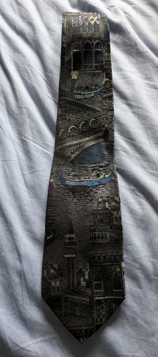 Moschino 100% Silk Tie Venice Italy VINTAGE Made In Italy - photo 4