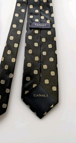 CANALI 100% Silk Tie Black VINTAGE Made In Italy - photo 2