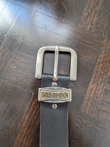 Vintage Harley Davidson Black Leather Belt 80s 90s