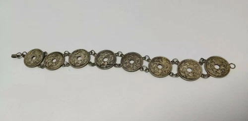 RARE BELGIUM 5 CES COIN BRACELET VINTAGE - photo 2