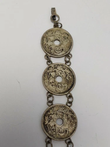 RARE BELGIUM 5 CES COIN BRACELET VINTAGE - photo 3
