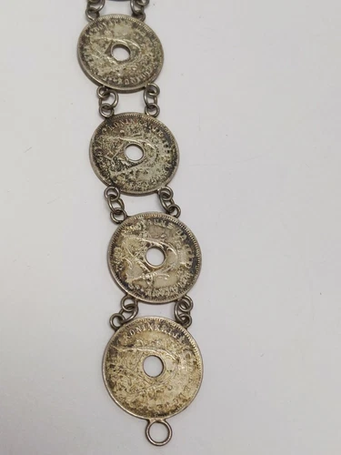 RARE BELGIUM 5 CES COIN BRACELET VINTAGE - photo 5
