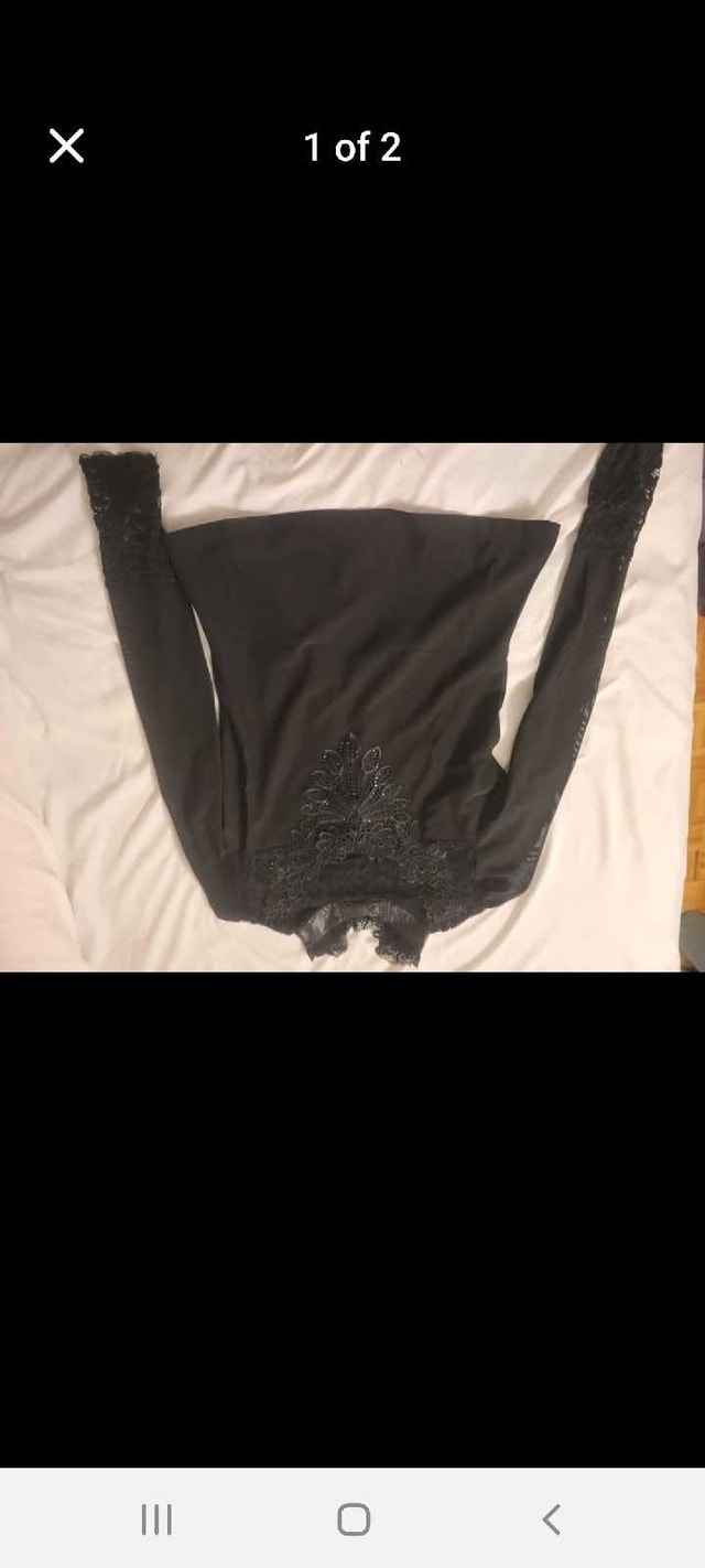 Black Long Sleeve Floral Top