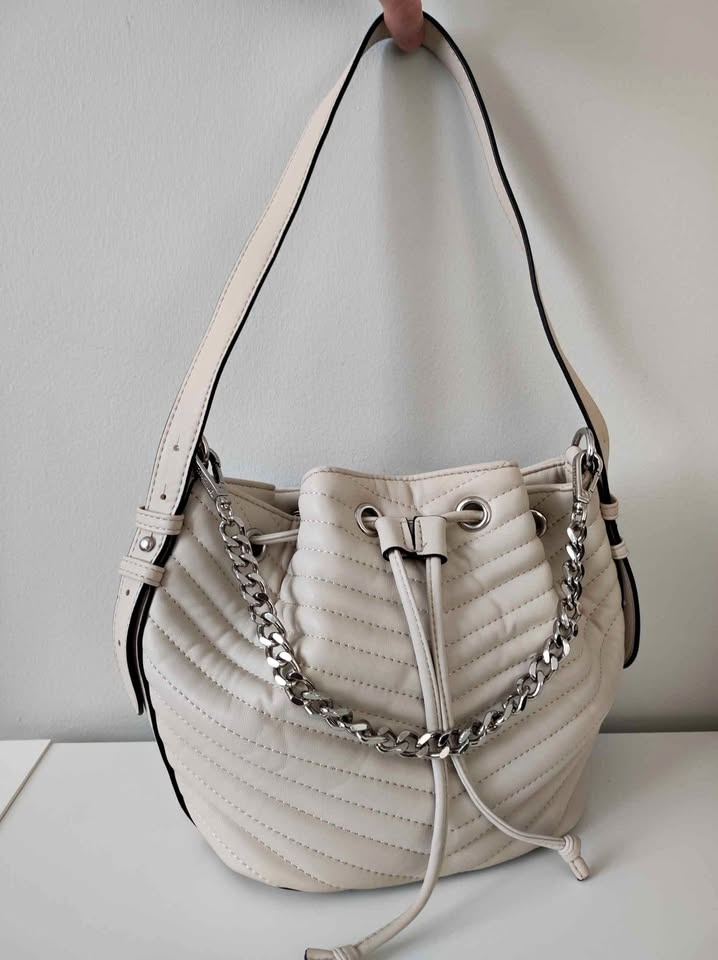Steve Madden Marge Chevron Quilted Drawstring Bucket Bag Purse