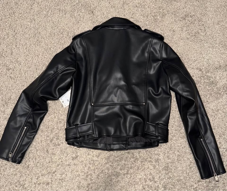 Womens Zara Leather Jacket Black Medium - Brand New - photo 2