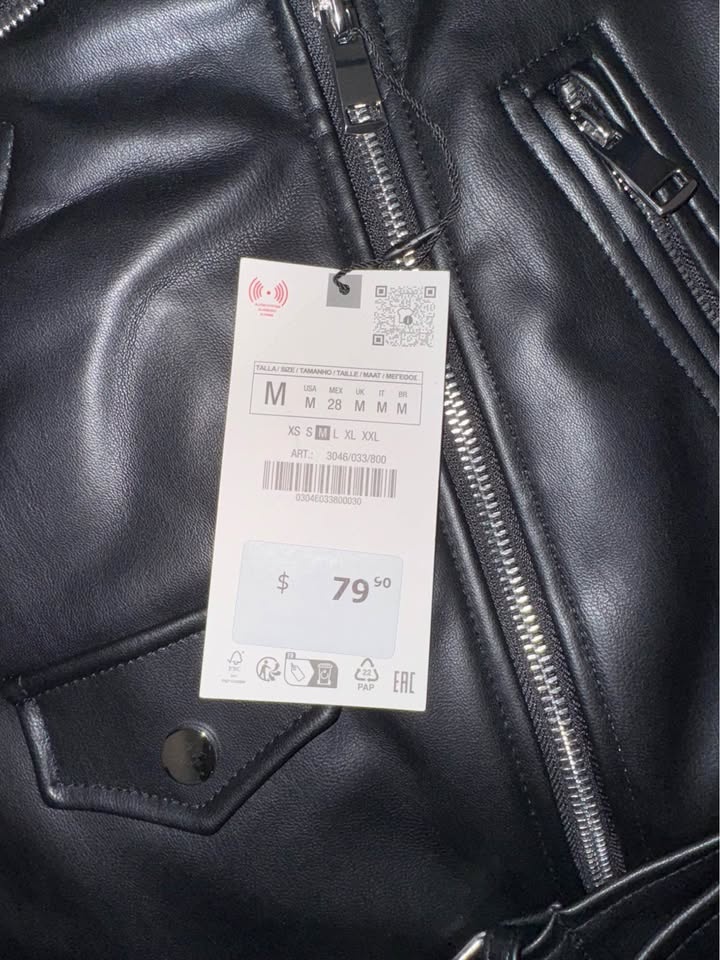 Womens Zara Leather Jacket Black Medium - Brand New - photo 3
