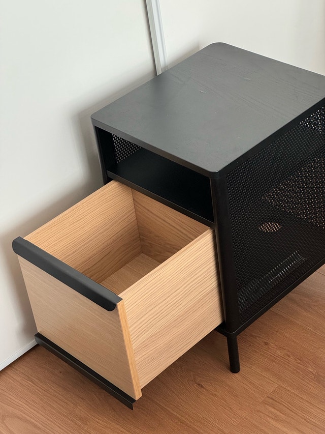 IKEA Bekant Storage Unit w/ Glass Top - Metal & Wood