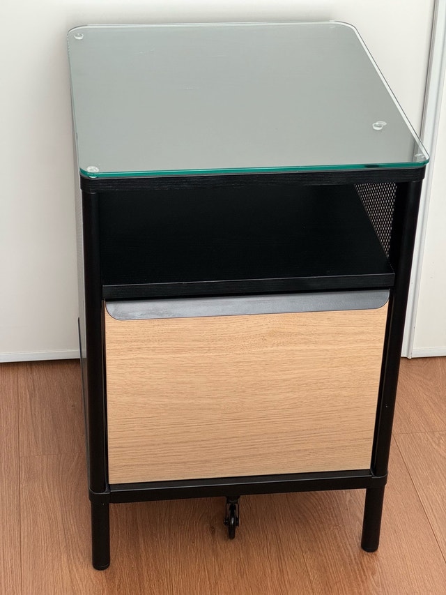 IKEA Bekant Storage Unit w/ Glass Top - Metal & Wood - photo 5