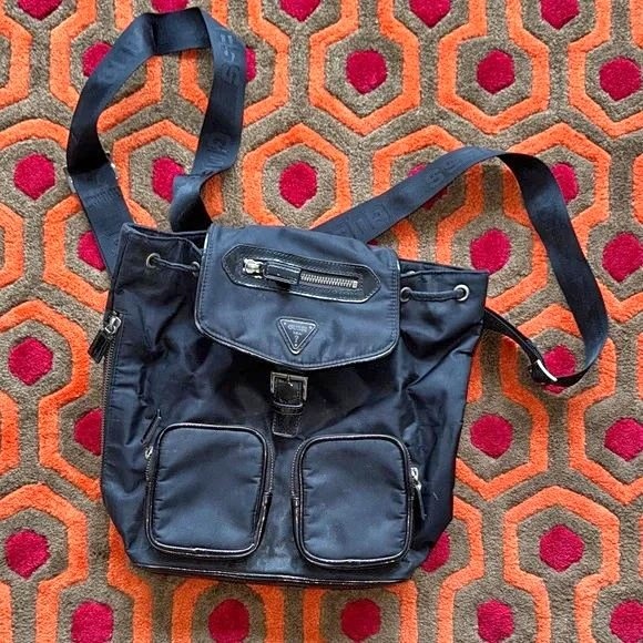🏆Guess Stylish Black Backpack