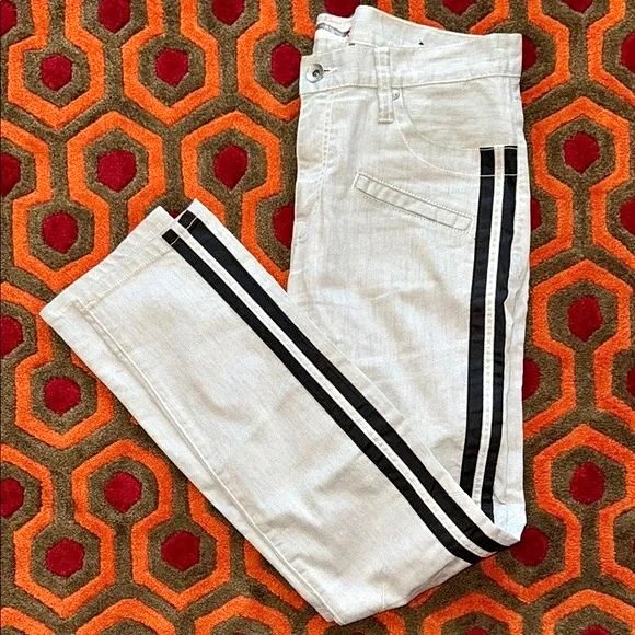🏆G by Guess Pants Jeans White with Black side Stripes Men's
