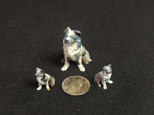Australian Shepherd Figurines Handpainted
