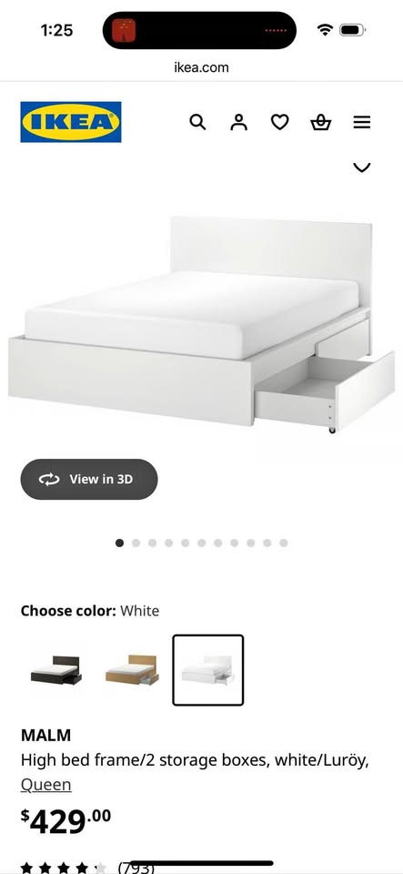 IKEA Malm queen bed for sale - White