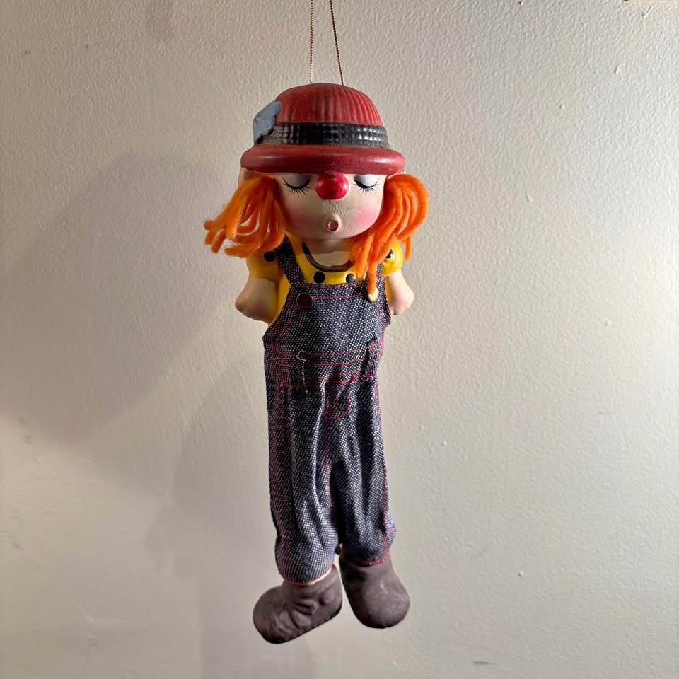 VTG Hanging Coin PIGGY Bank - Red-Haired Country/Clown Girl
