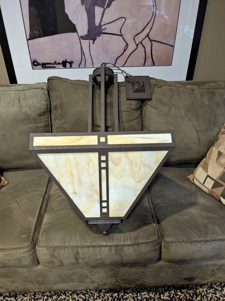 Craftsman Mission Style Stained Glass Ceiling Light Fixture