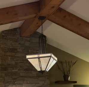 Craftsman Mission Style Stained Glass Ceiling Light Fixture - photo 4