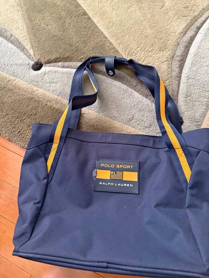 Polo Sport Ralph Lauren Navy Blue Tote Bag Yellow Straps