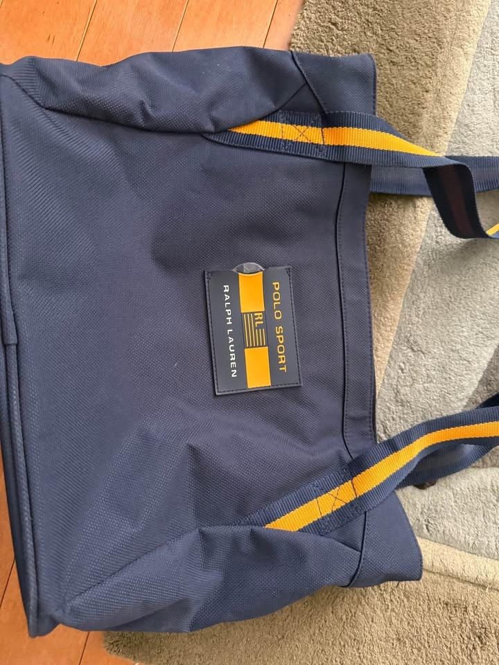 Polo Sport Ralph Lauren Navy Blue Tote Bag Yellow Straps - photo 2