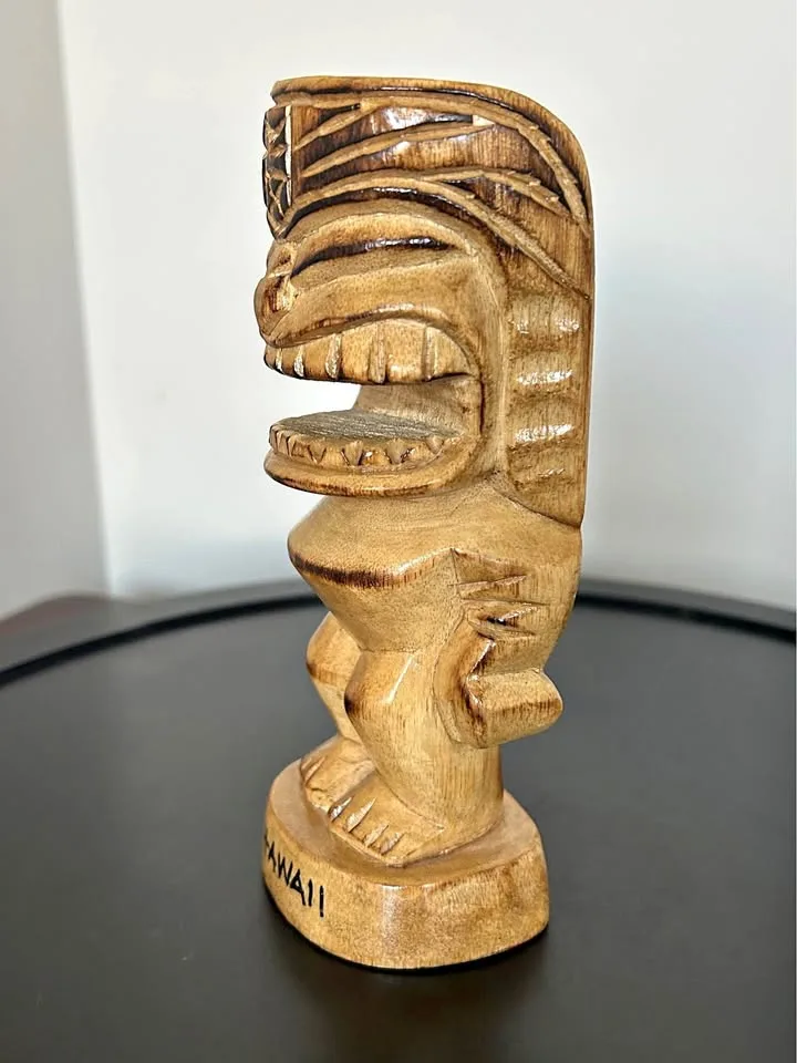 Vintage Wood Carving Tiki Statue 6” thumbnail