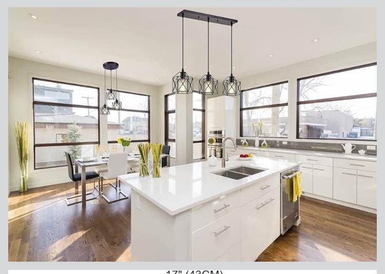 New 3 Light Pendant Lighting, Black Cage Metal Pendant Light - photo 4