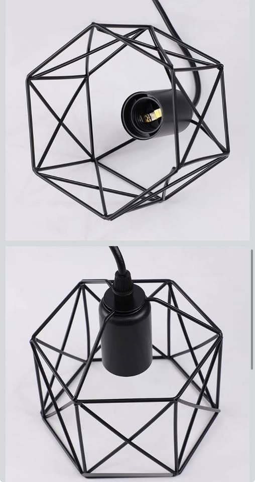 New 3 Light Pendant Lighting, Black Cage Metal Pendant Light - photo 5