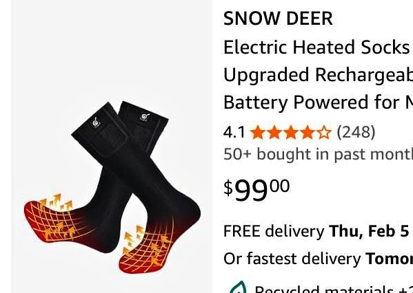 New Medium Electric Heated Socks - Rechargeable Battery Powered🏆