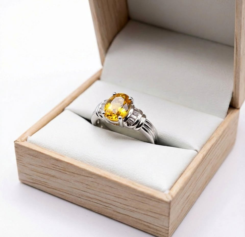 Canary Yellow Oval CZ Ring