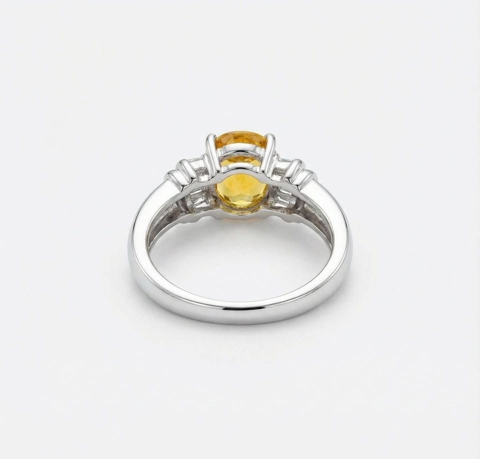 Canary Yellow Oval CZ Ring - photo 2