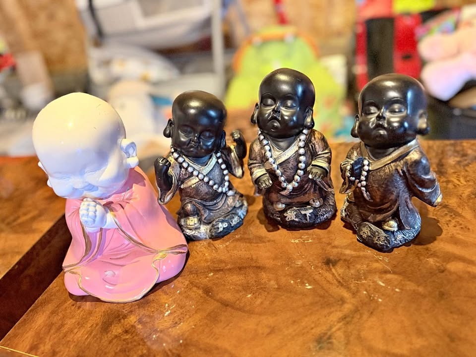 4 Little Monk Statues Decor