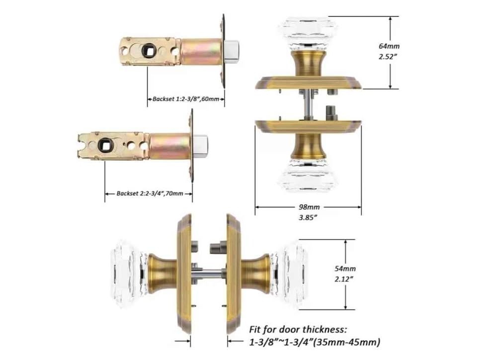 Gobrico Privacy Antique Brass Glass Door Knobs - photo 3