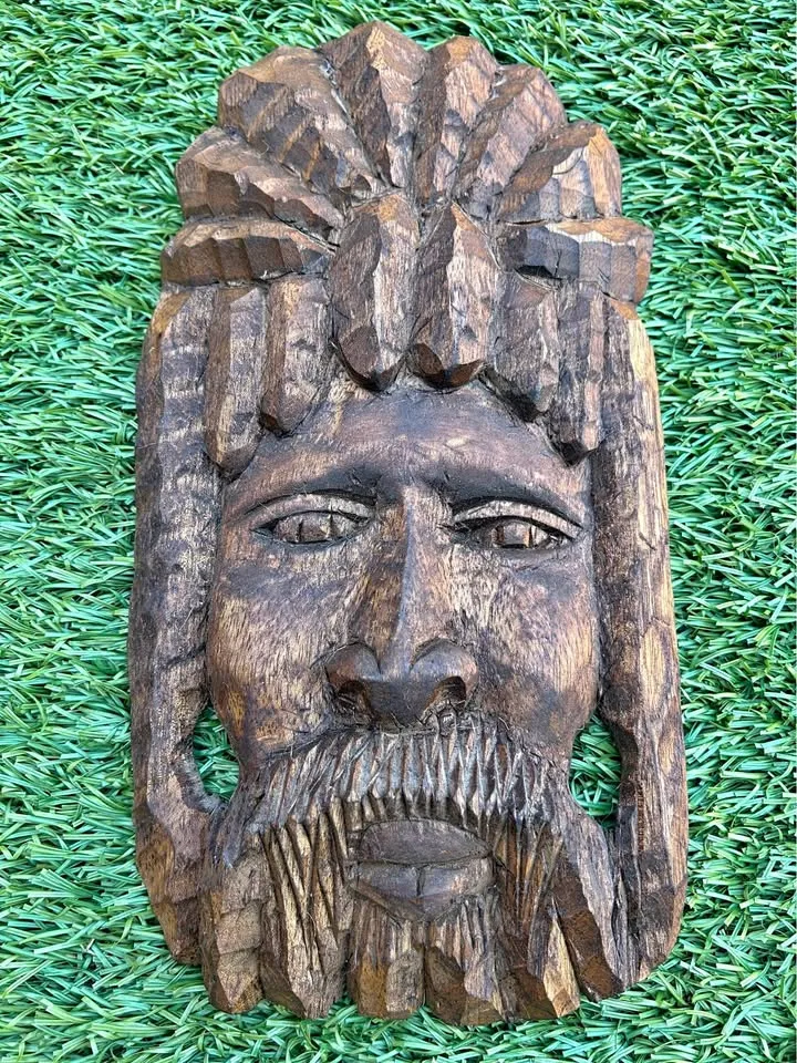 Vintage Hand-Carved Wooden Tribal Mask 12” thumbnail