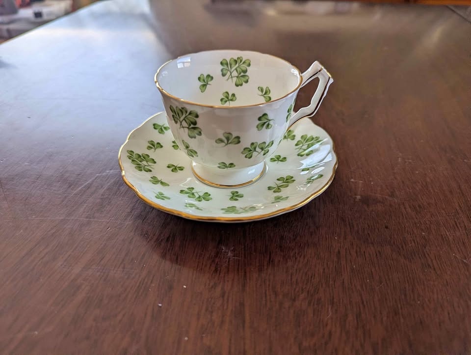 Vintage Aynsley Shamrock Teacup & Saucer Set