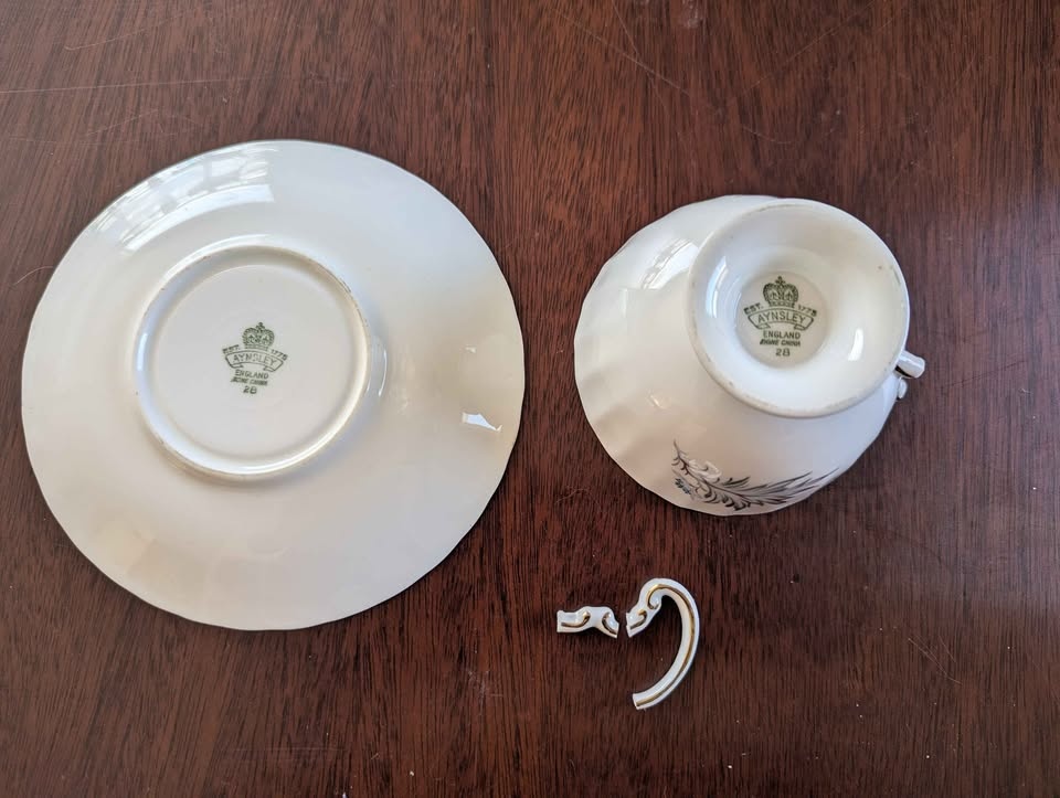 Aynsley Bone China Teacup and Saucer - Oak Leaf Gold - photo 3