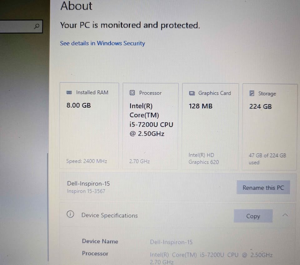 Dell Inspiron 15 i5-7200U 15.6" 8GB RAM 240GB SSD Win 10 + Offic - photo 3