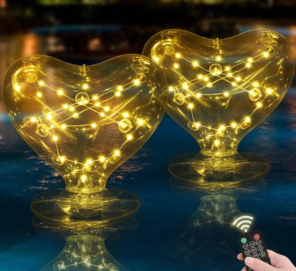 Likiyol 4 Pack 17" Heart Solar Pool Lights w/ Remote - photo 3