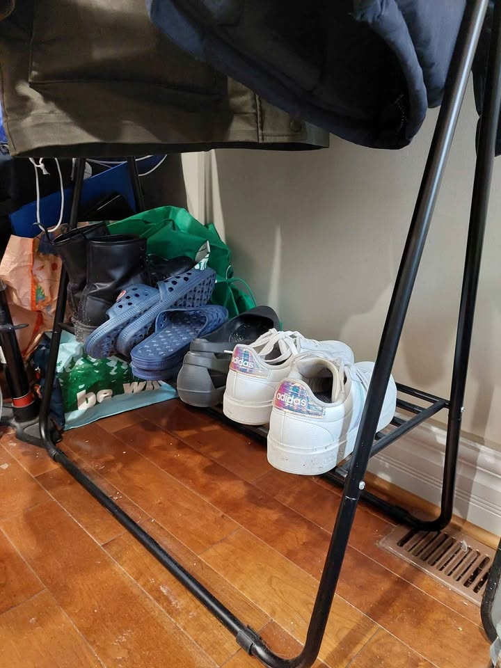 🏆 Light Metal Coat Clothes Rack w Shoe Handbag Shelf - photo 2