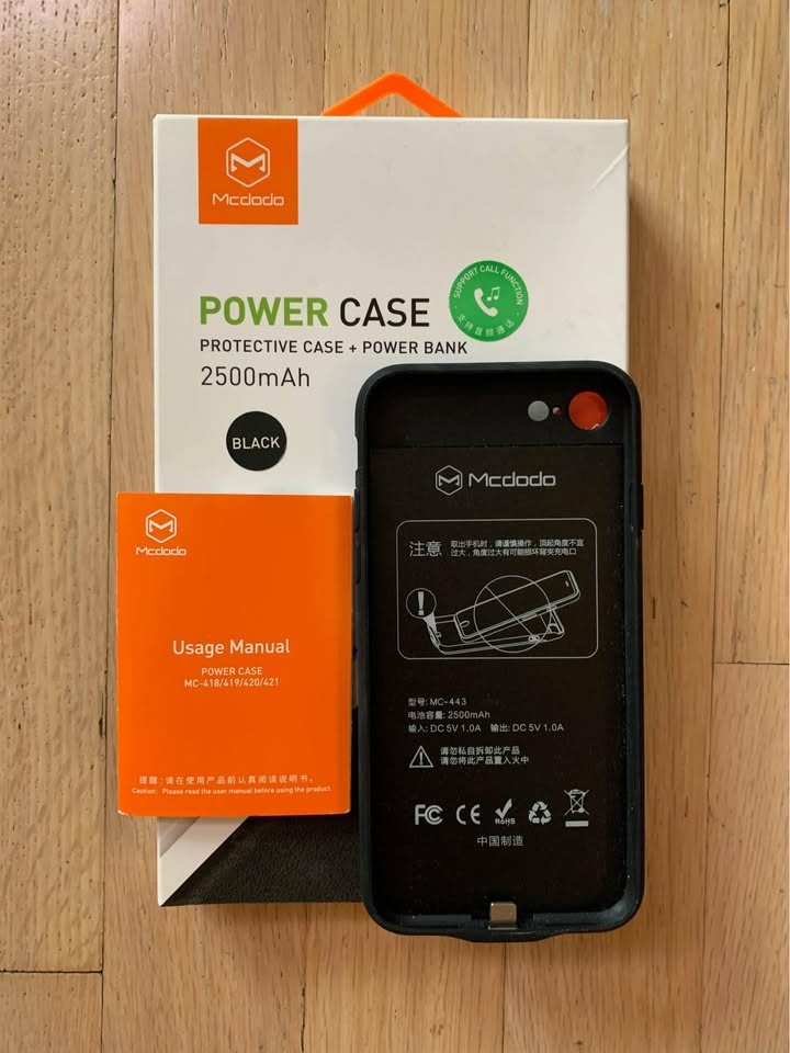 NEW iPhone 7/8 Case + Power Bank 2500mAh (Black) - photo 2