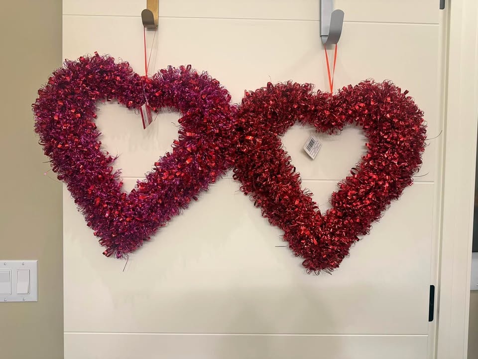 Valentine’s Day Heart Tinsel Wreath