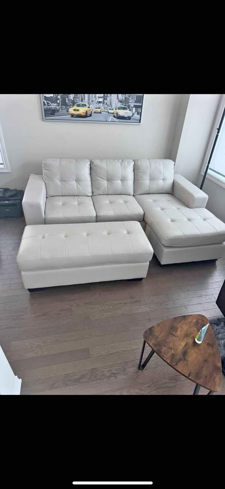 Leather Couch and Ottoman