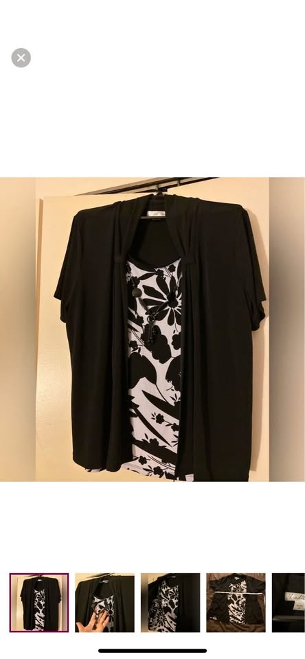 Women's XL Top with Attached Outer Layer & Necklace