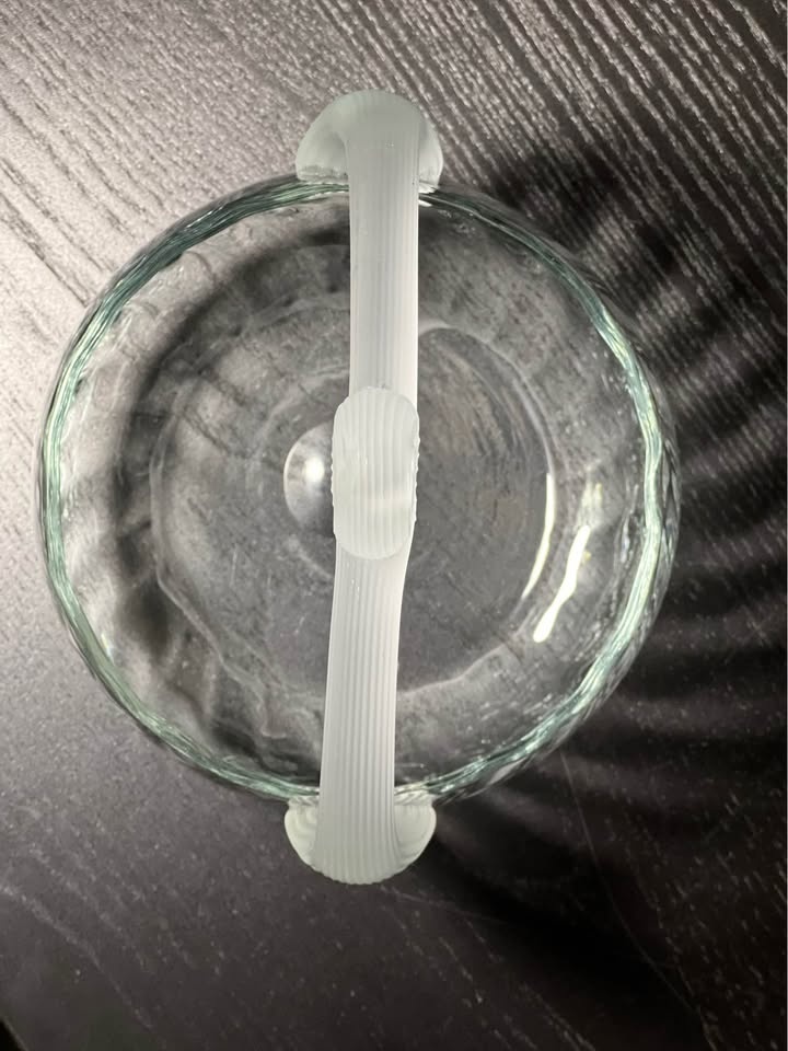 Lalique Style Art Deco Glass Basket w/Reeded Frosted Handle - photo 3