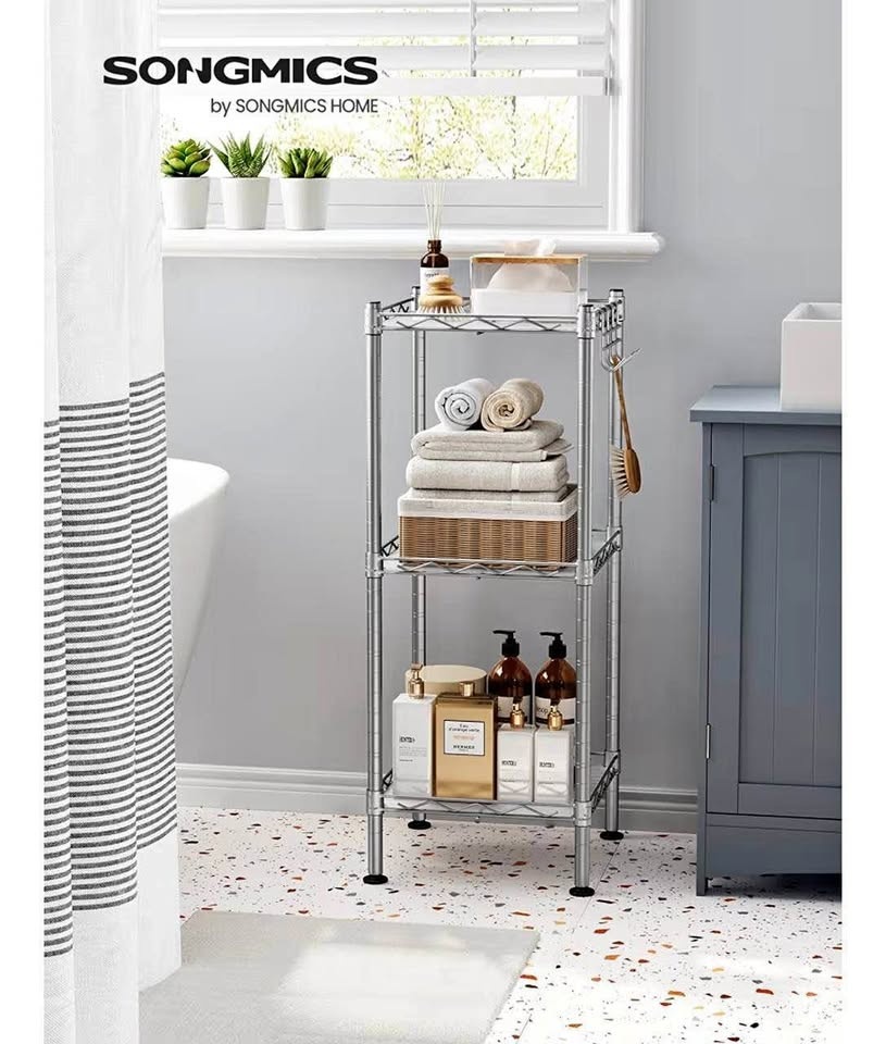 SONGMICS 3-Tier Bathroom Shelf – Space-Saving & Stylish