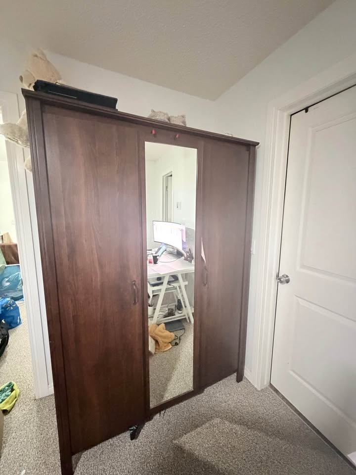 Dark brown wardrobe with mirror - photo 3