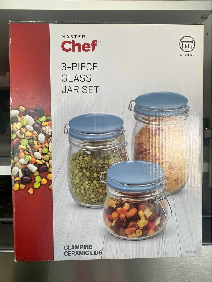 Master Chef 3-Piece Glass Jar Set - New in Box!