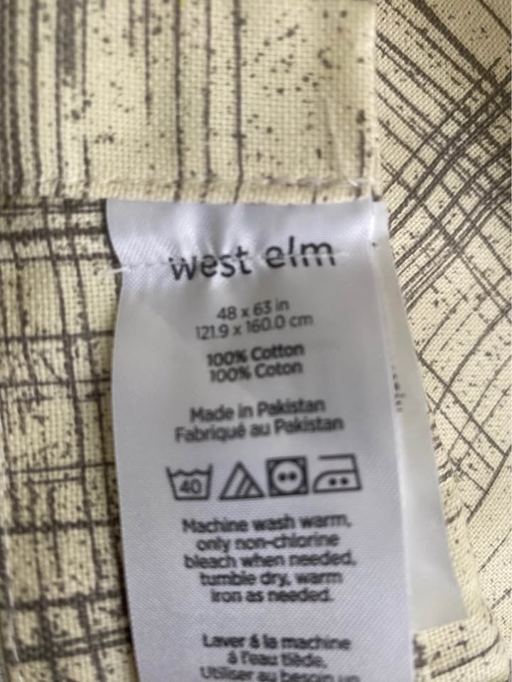 West Elm Set of 2 Cotton Canvas Curtains – Etched Grid, 48x63” - photo 2